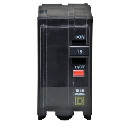 Schneider Electric Circuit Breaker, QO Series, 15A, 2 Pole, 120/240V AC, 10kA at 120/240V AC 3062387